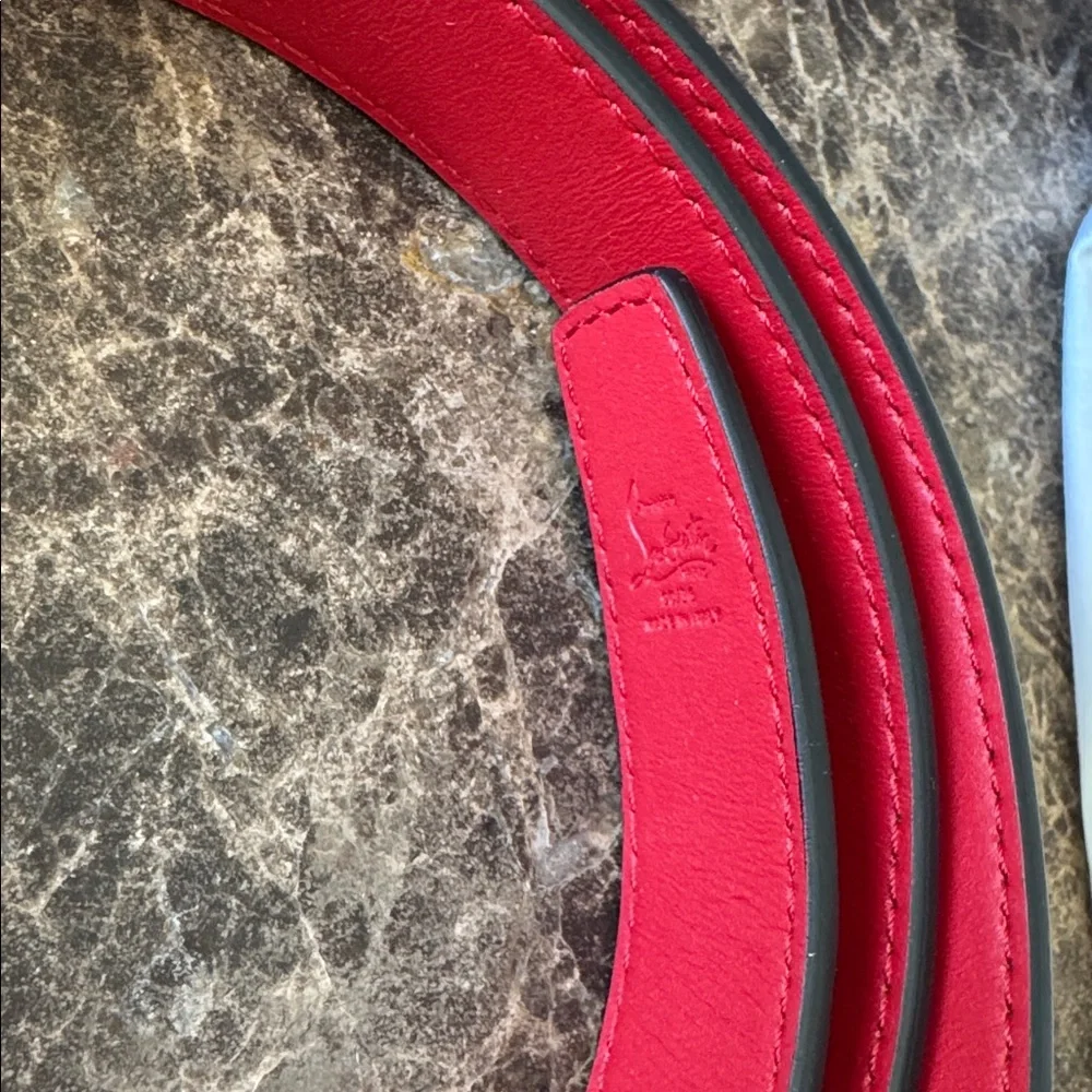 Christian Louboutin cl logo belt SILVER ANTHRACITE belt sz 90/35 with box